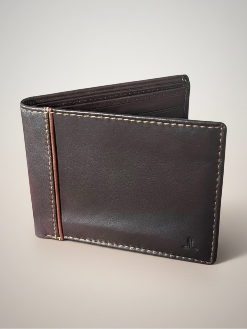 Classic Dark Brown Genuine Leather Bi-Fold Wallet